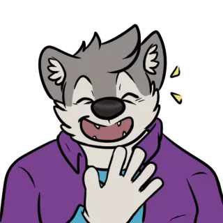 😆 Furry, Cartoon, Animal, Anthropomorphe, Souriant, Joyeux, Mignon whatsapp sticker