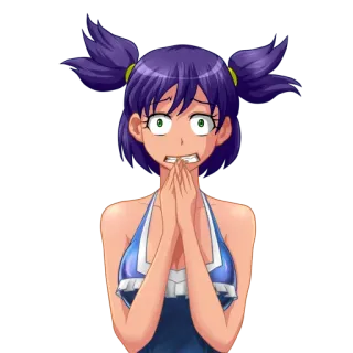 😬 anime, chica, asustada, preocupada, pelo azul telegram sticker