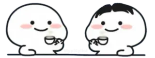 🍚 kawaii, amigos, café, fofo, bebida whatsapp sticker