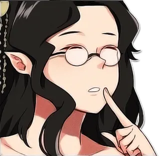 🤔 Anime, Elfo, Personaggio, Occhiali, Donna, Ritratto, Fantasy telegram sticker