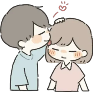 😊 пара, любовь, поцелуй, нежность, мультфильм, милый telegram sticker