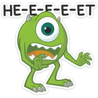 ❌ Mike Wazowski Monsters, Inc. HE-E-E-EET Mike Wazowski, Monsters, Inc., monster, one-eyed, cartoon, pixar telegram sticker