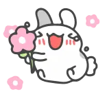 😊 зайчик, цветок, милый, мультфильм, животное telegram sticker