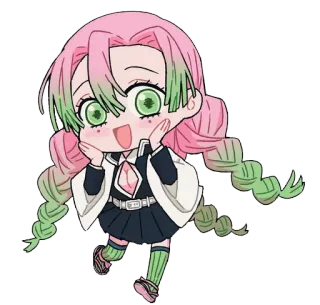 💖 Mitsuri Kanroji Demon Slayer 动漫, 鬼灭之刃, 甘露寺蜜璃, Q版, 可爱 whatsapp sticker