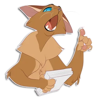 👆 gato, animal, dibujo animado, libro, feliz telegram sticker