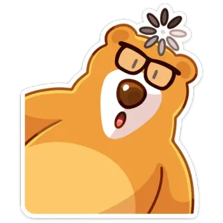 🫥 หมี, สัตว์, การ์ตูน, แว่นตา, น่ารัก, ตลก telegram sticker