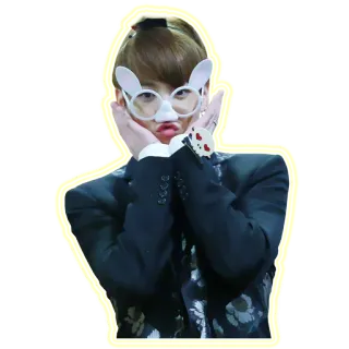 😘 kpop, idol, lapin, lunettes, mignon, personne, autocollant telegram sticker