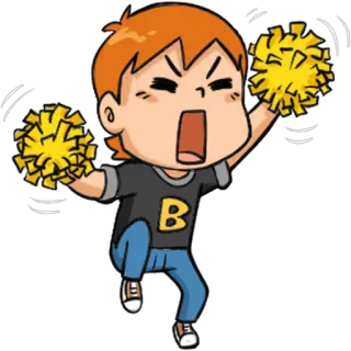 😤 Cheerleader, Anfeuern, Sport, Pompons, Aufregung, Cartoon telegram sticker