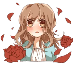 🌹 anime, cartoon, girl, flowers, roses, cute telegram sticker