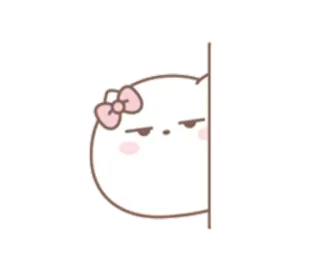 😑 chat, autocollant, mignon, regardant, ruban, dessin animé telegram sticker