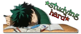 😴 Izuku Midoriya My Hero Academia Studying hard anime, manga, school, studying, My Hero Academia, Deku, Izuku Midoriya whatsapp sticker