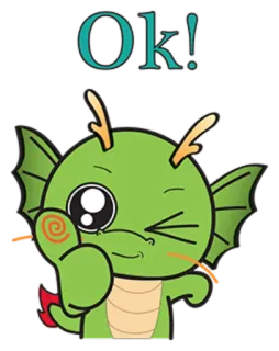 👌 OK! naga, imut, hijau, oke, persetujuan, kartun telegram sticker