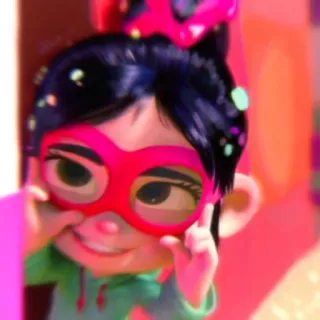 🩰 Vanellope von Schweetz Wreck-It Ralph Vanellope, Ralph el Demoledor, Disney, dibujos animados, gafas, animado telegram sticker