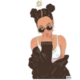 🖕 wanita, jari tengah, menyinggung, gestur, sikap whatsapp sticker