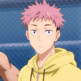🐉 Yuji Itadori Jujutsu Kaisen Anime, Personagem, Cabelo rosa, Jujutsu Kaisen, Yuji Itadori whatsapp sticker