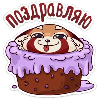 🎉 поздравляю 레서판다, 케이크, 귀여운, 축하, 동물, 디저트, 인사 telegram sticker