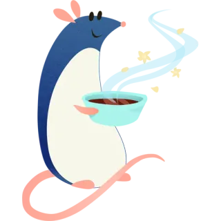 ☕️ 企鹅, 咖啡, 卡通, 可爱, 动物 telegram sticker
