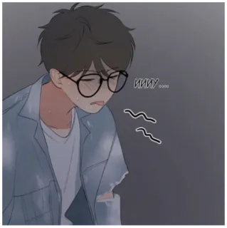 😰 иииу.... Kreskówka, Mężczyzna, Płaczący, Okulary telegram sticker