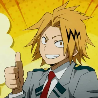 ⚡️ Denki Kaminari My Hero Academia Anime, My Hero Academia, Denki Kaminari, Pulgar arriba, Electricidad, Personaje whatsapp sticker
