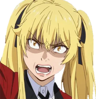 😡 Mary Saotome Kakegurui anime, kakegurui, mary saotome, angry, expression, blond hair telegram sticker