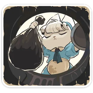 😔 動物, 漫画, キャラクター, ゴミ, 廃棄物, 掃除 telegram sticker