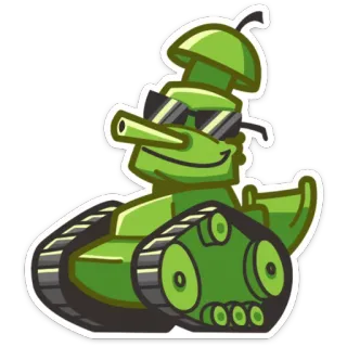 😎 tank, kartun, kendaraan, militer, lapisan pelindung whatsapp sticker