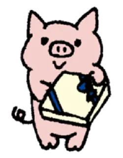 🎁 cerdo, animal, regalo, caja, cinta, lindo, ilustración telegram sticker