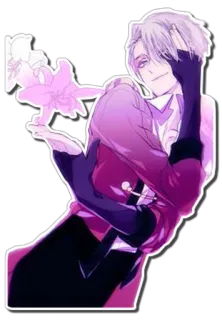 😃 Anime, Personaje, Morado, Flor telegram sticker