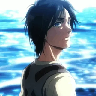 🖤 Eren Yeager Attack on Titan アニメ, マンガ, エレン, 海, キャラクター telegram sticker