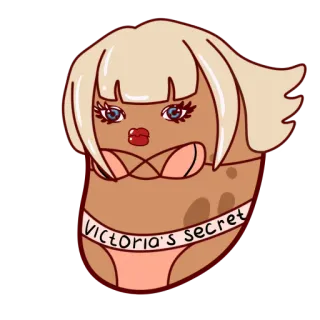 👙 Victoria's secret batata, desenho animado, biquíni, victorias secret, humor, adesivo telegram sticker