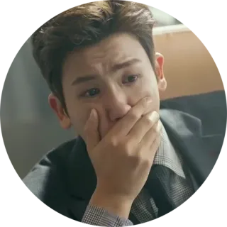 🤭 triste, piangere, uomo, preoccupato, emotivo telegram sticker