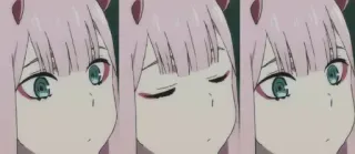 😶 Zero Two Darling in the Franxx Аниме, Darling in the Franxx, Зеро Ту, Милый, Каваий, Реакция telegram sticker