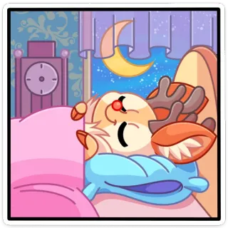 😴 slapen, rendier, schattig, cartoon, nacht, maan telegram sticker