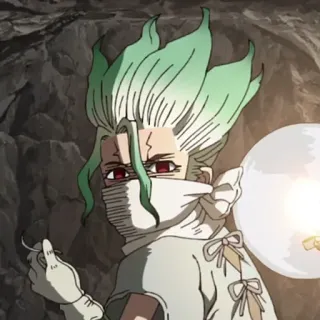 🔬 Ishigami Senku Dr. Stone Аниме, Наука, Очки, Зеленые волосы, Умный whatsapp sticker