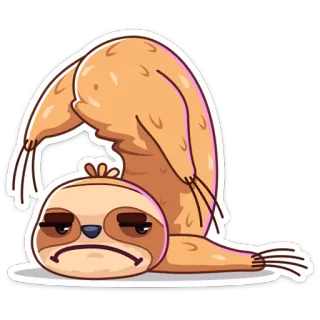 😟 leniwiec, kreskówka, zwierzę, leniwy, słodki, powolny telegram sticker