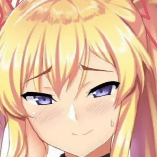 😏 애니메이션, 만화, 카툰, 금발 머리, 보라색 눈, 여성, 땀 telegram sticker