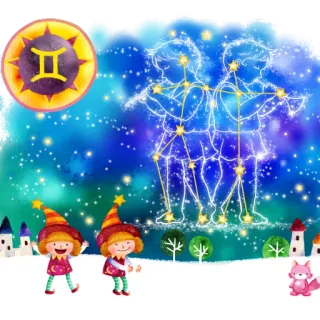 ♓️ Bliźnięta, zodiak, gwiazdy, astrologia, elfy, kreskówka telegram sticker