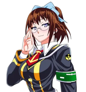 😙 Anime, Femenino, Personaje, Uniforme escolar, Gafas, Chica telegram sticker