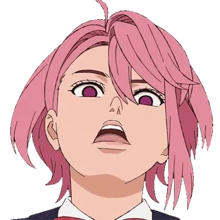 🤬 Anime, Postać, Różowe włosy, Zaskoczony, Wyraz, Animowany telegram sticker