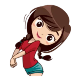 😌 dessin animé, fille, femme, personnage, tresses, sourire whatsapp sticker