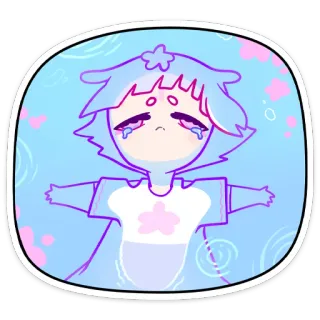 😊 traurig, weinend, blau, Cartoon, Sticker, kawaii, Anime telegram sticker
