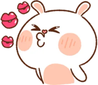 😐 coelho, beijo, fofo, emoji, amor, desenho animado telegram sticker