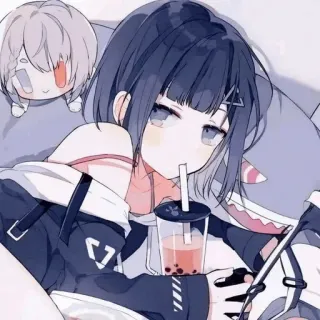 🩸 anime girl, boba tea, cute, kawaii, chibi telegram sticker