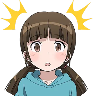 😨 dziewczyna anime, zaskoczona, kreskówka, zszokowana, wykrzyknik, urocza, kawaii telegram sticker