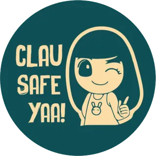 👍 CLAU SAFE YAA! cartoon, girl, cute, safe, indonesian telegram sticker