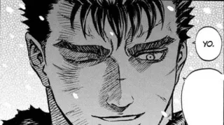 🖤 Guts Berserk YO. manga, anime, guts, berserk, yo, hello whatsapp sticker