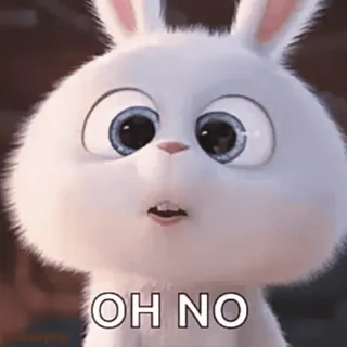 😕 OH NO rabbit, bunny, oh no, shocked, surprised, cute, animal telegram sticker