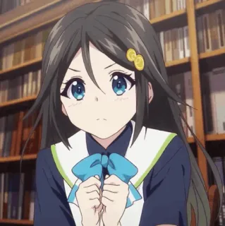 🌸 Anime, Ragazza, Uniforme scolastica, Carina, Occhi azzurri, Capelli lunghi telegram sticker