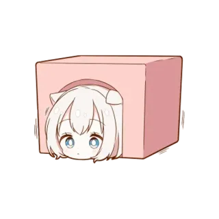 😯 anime, cute, girl, kawaii, box, cartoon telegram sticker