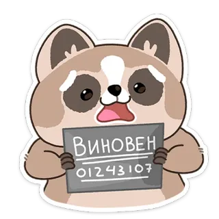 😔 ВИНОВЕН Kartun, Binatang, Rakun, Bersalah, Penjara, Pelanggar whatsapp sticker